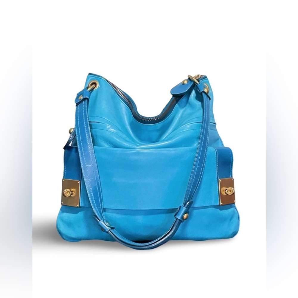 Mulberry Rare Y2K Bright Blue Leather Hobo Bag With single Strap - Picture 2 of 16